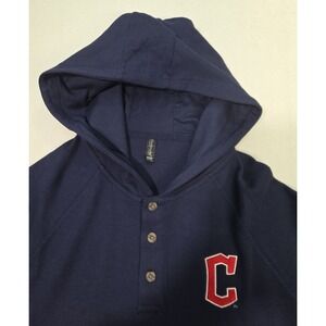 NEW Cleveland Guardians Hoodie Mens 5XL Waffle Pullover Henley Sweatshirt Blue